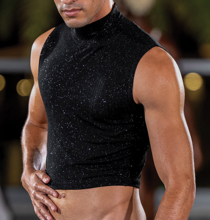 Mock Me Crop Top in Galaxy Knit